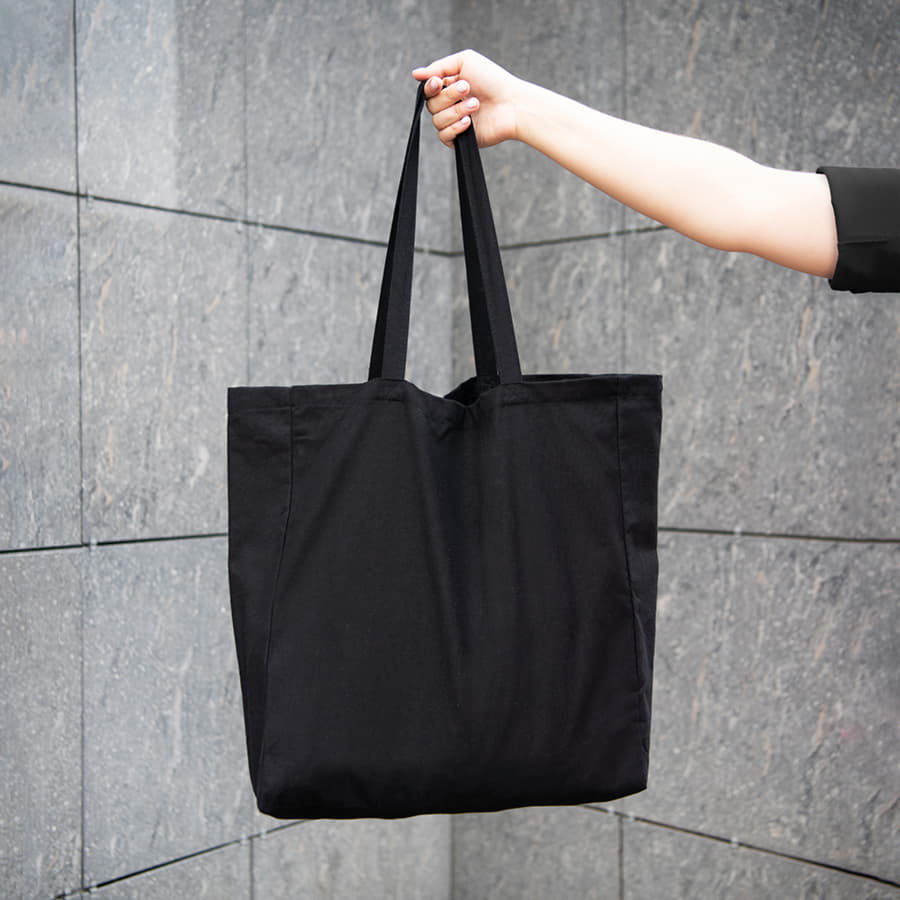 Большая сумка шоппер хлопковый MALL BIG 220, 42 x 45 x 14 см, длина ручек 64 х 2,5, черный-4