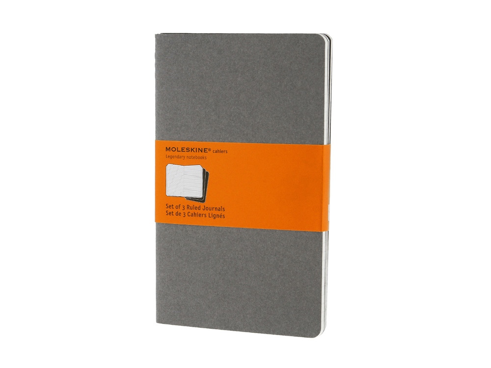 Записная книжка Moleskine Cahier (в линейку, 3 шт.), Large (13х21см), серый-0