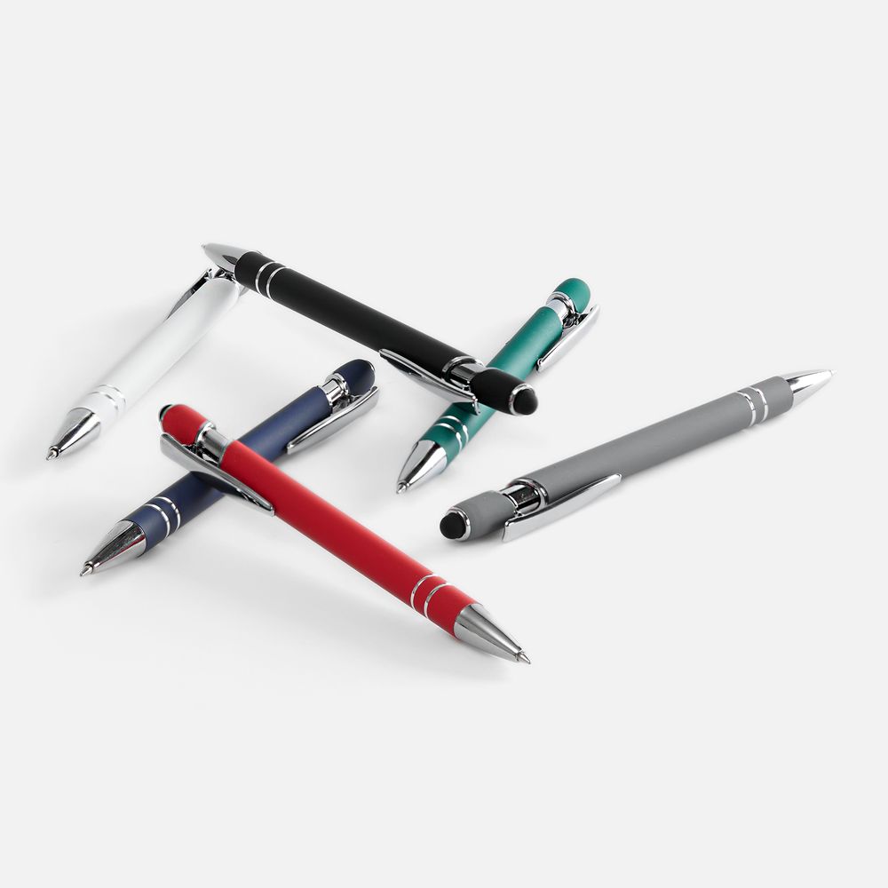 Ручка шариковая Pointer Soft Touch со стилусом, темно-синяя-4