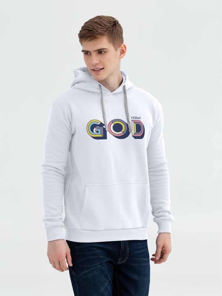 Толстовка с капюшоном «Новый GOD», белая-2