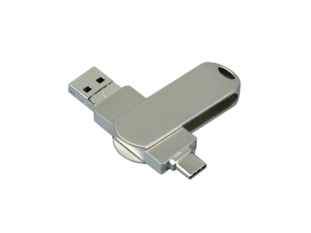 Металлическая флешка для айфона 3 в 1 (i-flash_TYPEC_3_in_1.128.S, I= 128 Гб USB 3.0, Металлический корпус. Без перс.)-0