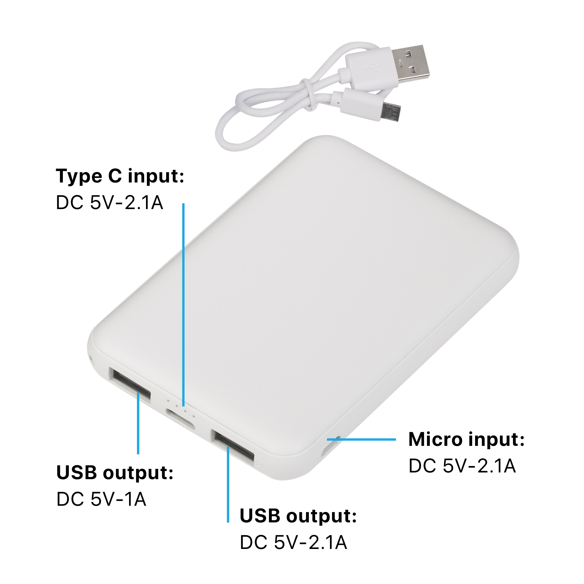 Зарядное устройство "Compact", 5000 mAh, белый-2