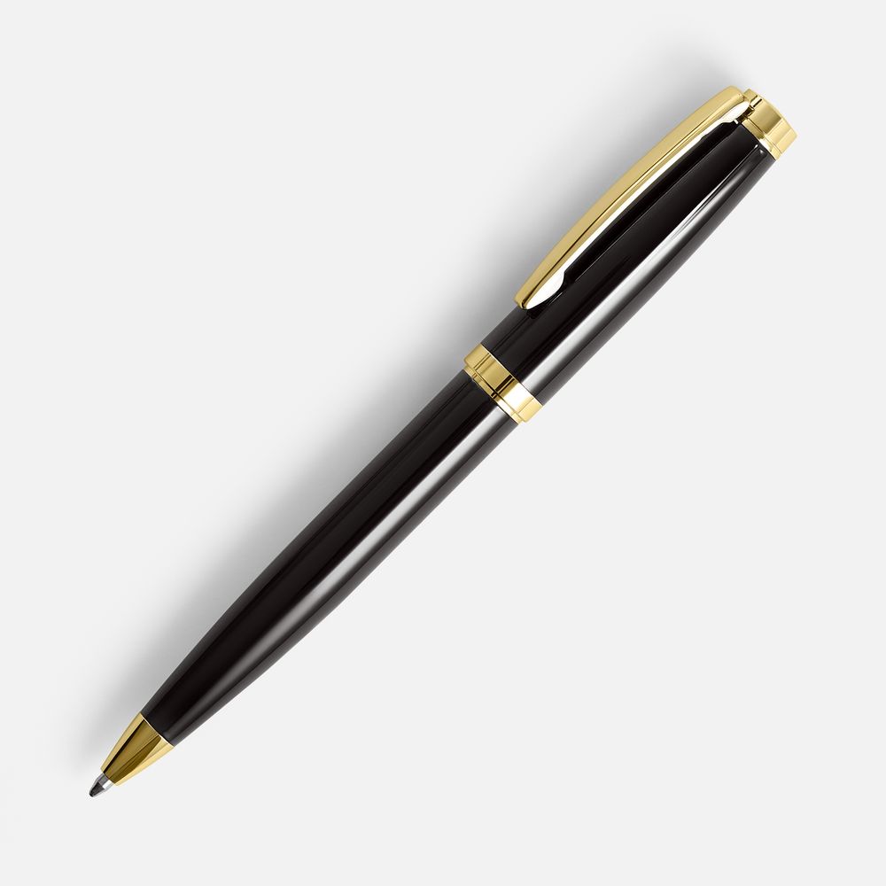 Ручка шариковая Letra Gold, глянцевая, черная-1