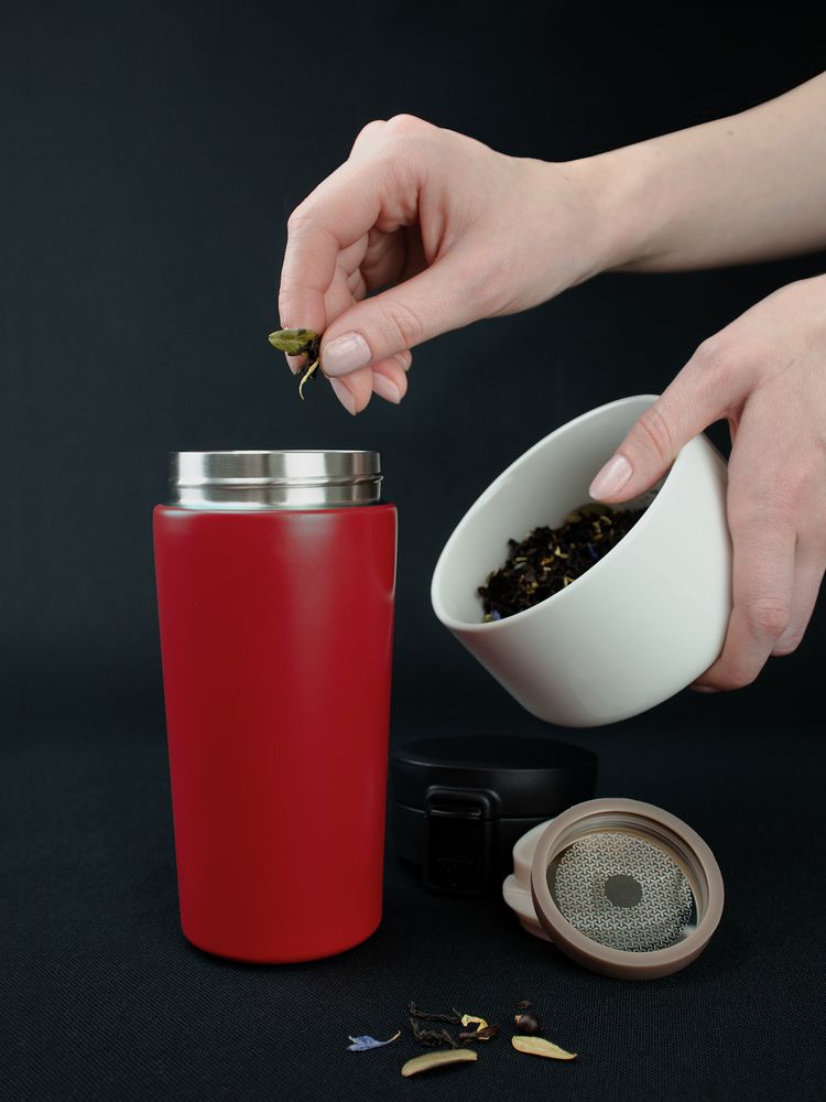 Термостакан с ситечком No Leak Infuser, красный-4