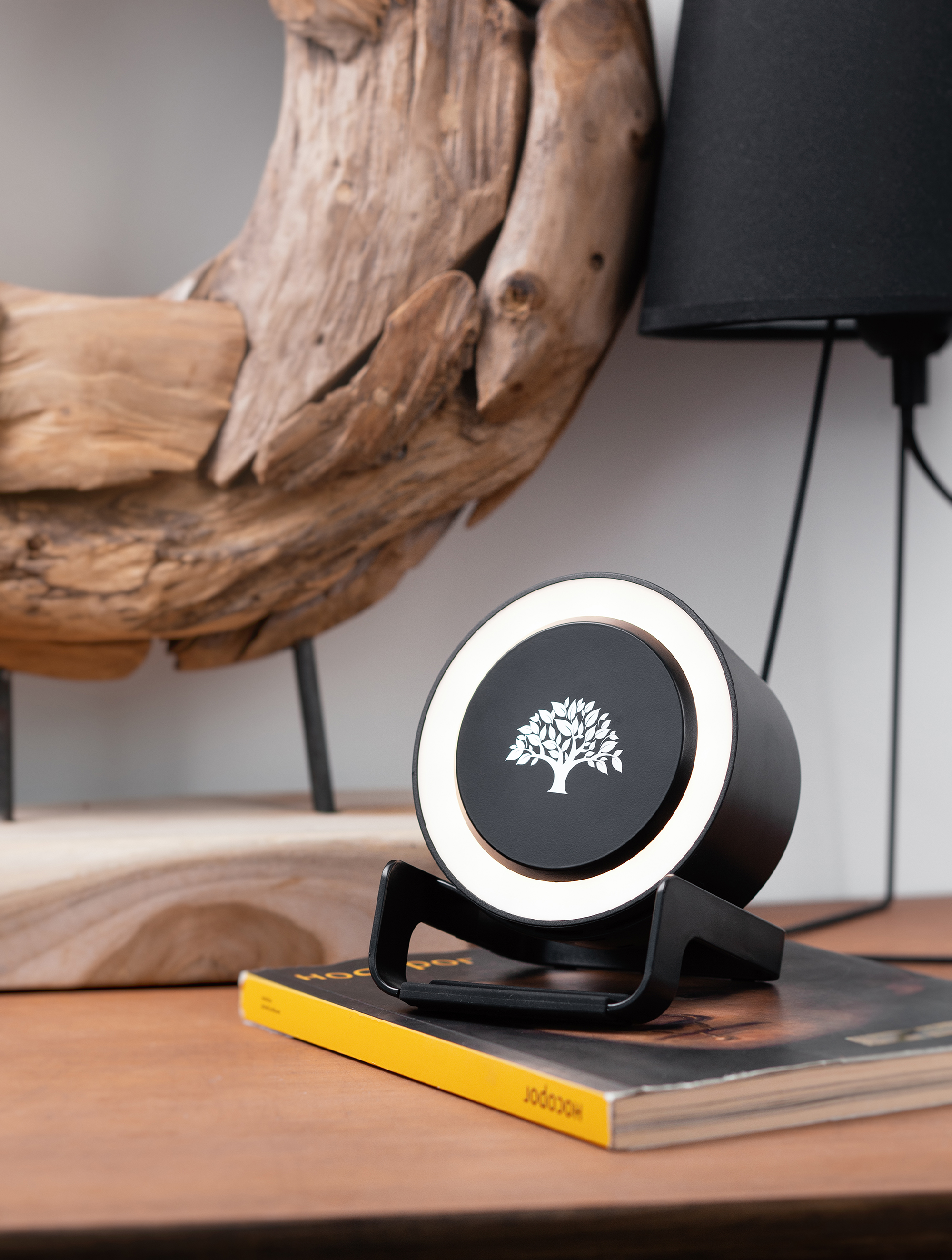 Bluetooth колонка-подставка "Smart Loud" с беспроводным (10W) зарядным устройством, лампой и подсветкой логотипа-2