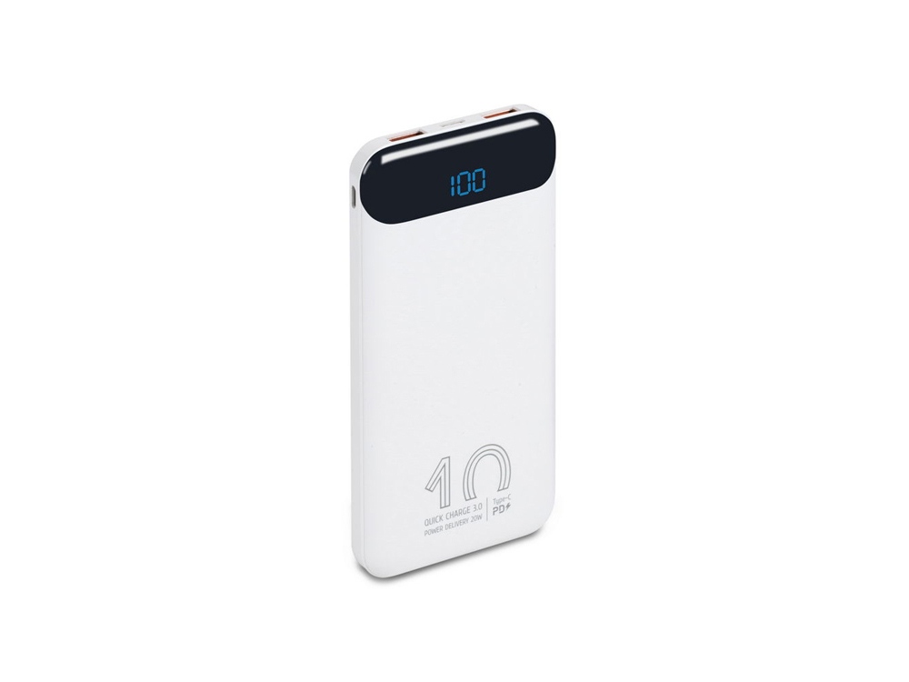 RIVACASE VA2540 (10 000mAh), QC/PD 20W внешний аккумулятор с дисплеем, белый 12/48-1
