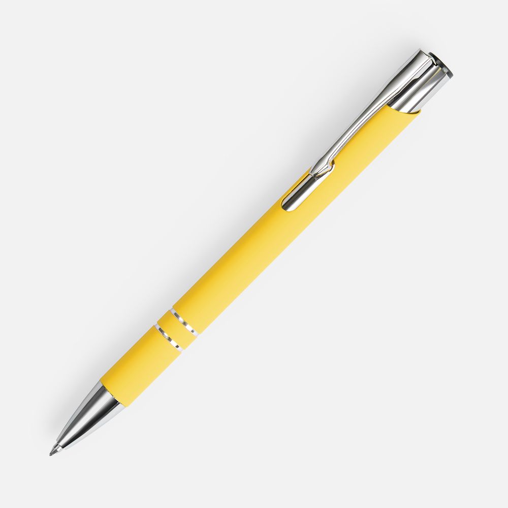 Ручка шариковая Keskus Soft Touch, желтая-0