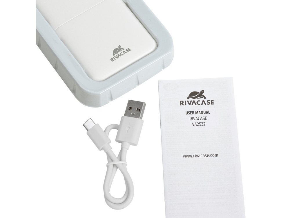 RIVACASE VA2532 (10000 мАч) QC/PD 20W внешний аккумулятор с дисплеем, белый 12/48-18
