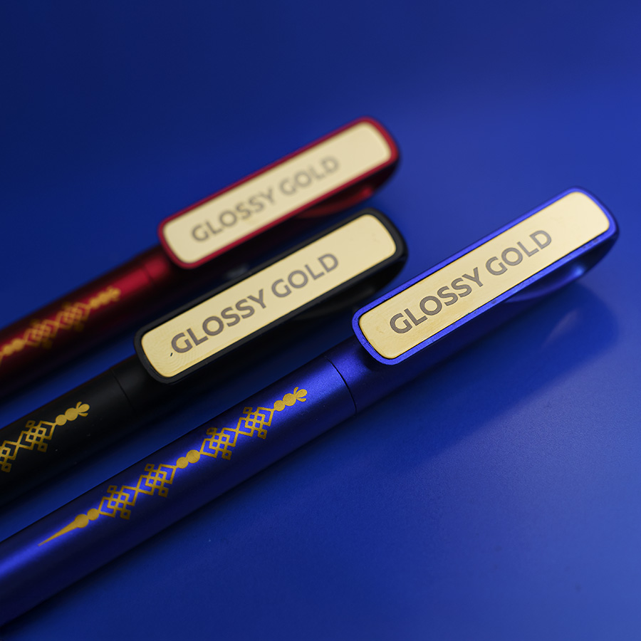 Ручка шариковая GLOSSY GOLD, сизый, золотистый-7