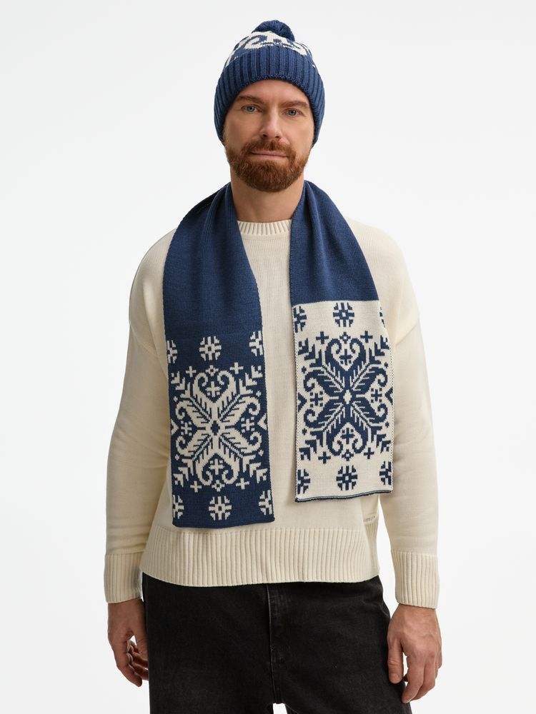 Шапка Wintertude, синяя с белым-5