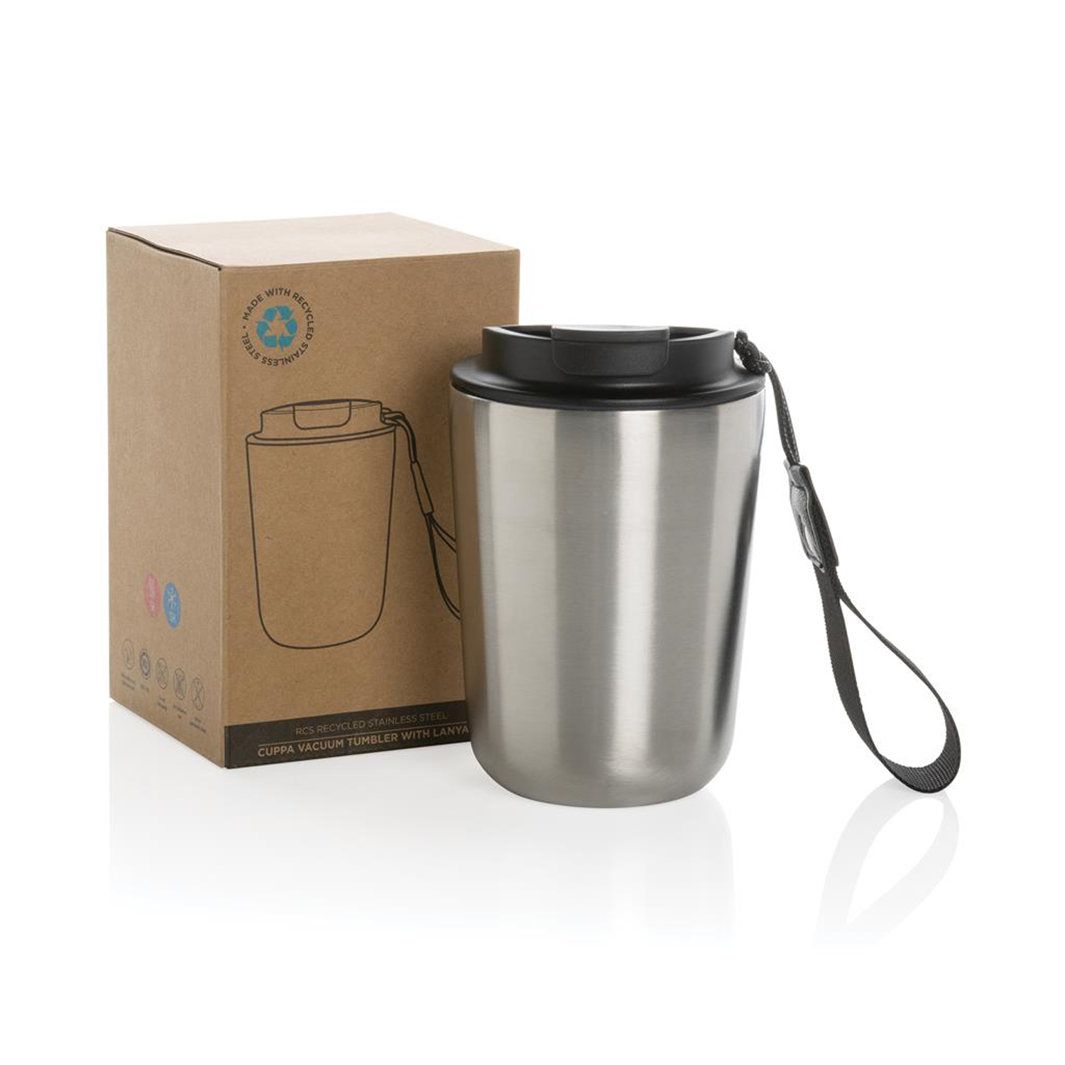 Вакуумная термокружка Cuppa из переработанной стали RCS, 380 мл-1
