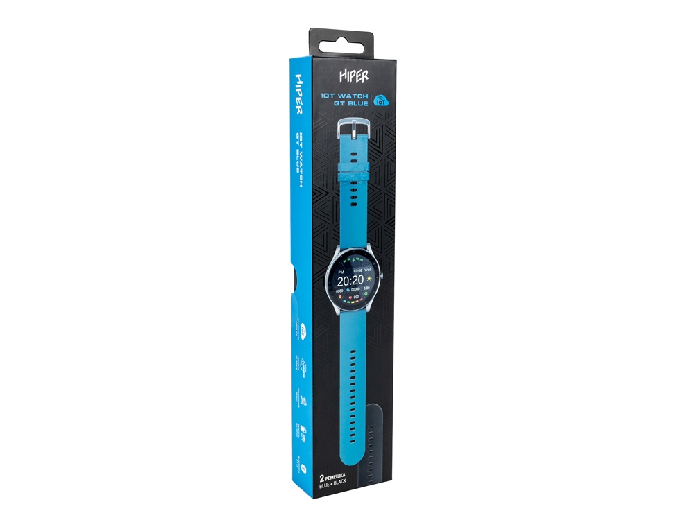 Умные часы HIPER IoT Watch GT, черный/ голубой-6