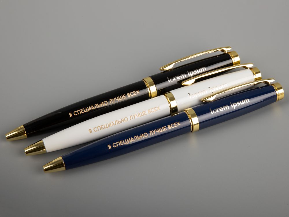 Ручка шариковая Letra Gold, глянцевая, черная-3