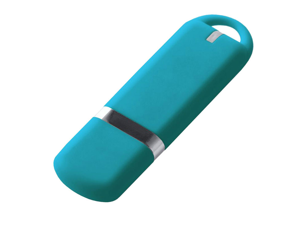 USB-флешка на 64 ГБ с покрытием soft-touch, голубой-0
