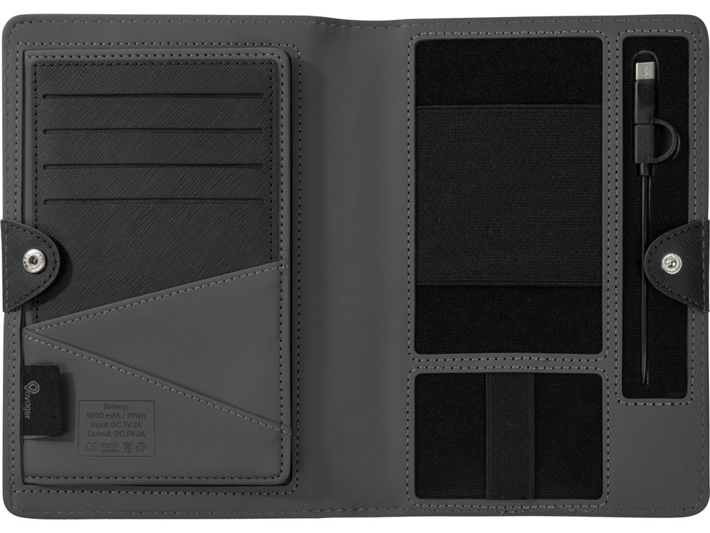 Органайзер с функцией беспроводной зарядки Manner, 5000 mah, черный-6