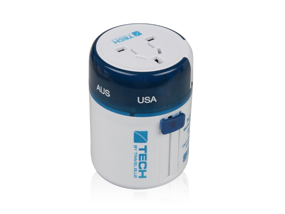 Адаптер с 2-умя USB-портами для зарядки Travel Blue Twist & Slide Adaptor голубой/белый-1