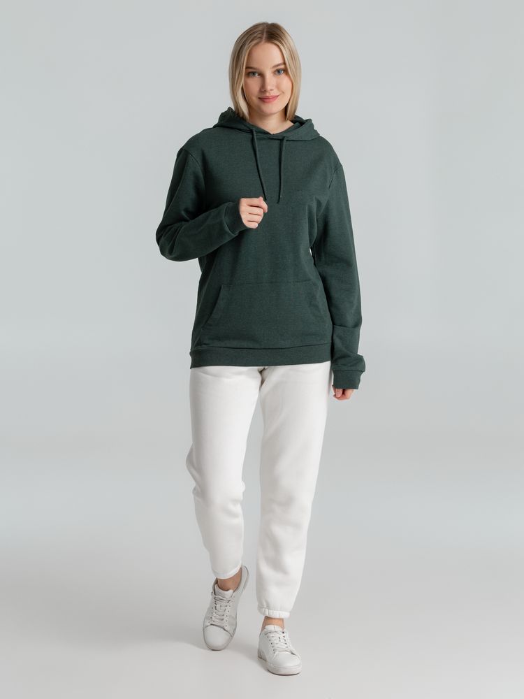 Толстовка с капюшоном унисекс Hoodie, темно-зеленый меланж-6