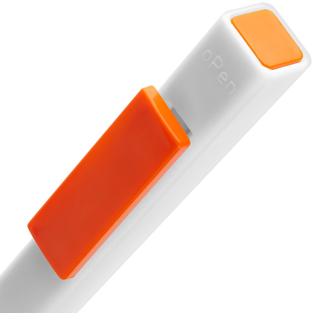 Ручка шариковая Swiper SQ, белая с неоново-оранжевым-2