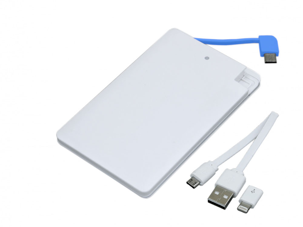 Универсальное зарядное устройство Credit _card1_power_bank  под нанесение логотипа  в виде кредитной карты, толщина всего 7,5 . 2500MAH. Синий-1