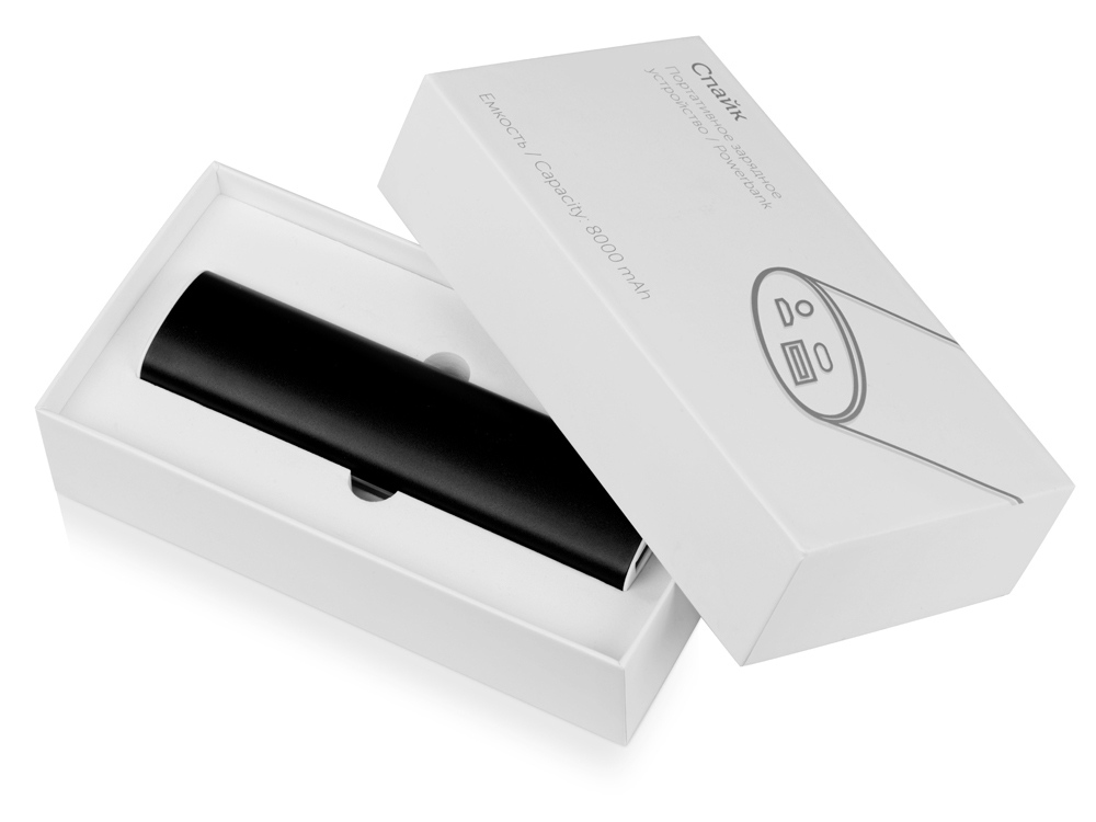Портативное зарядное устройство Спайк, 8000 mAh, черный-7