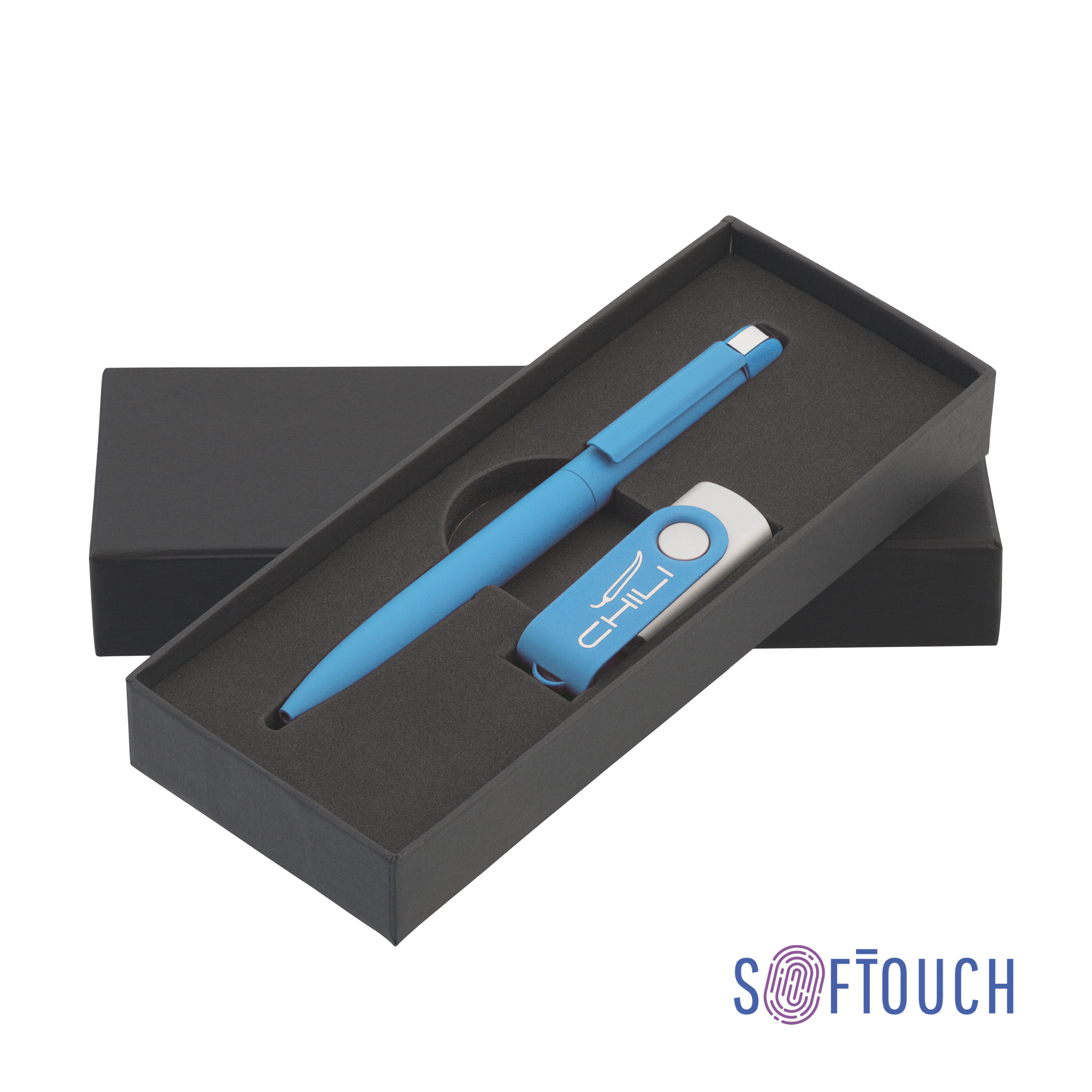 Набор ручка + флеш-карта 16 Гб в футляре, покрытие soft touch-0