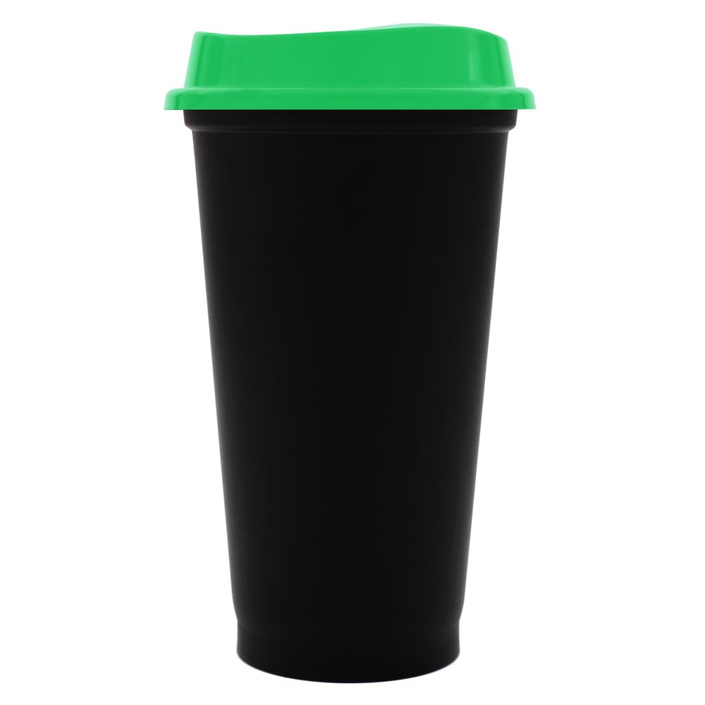 Стакан с крышкой Color Cap Black, черный с зеленым-1