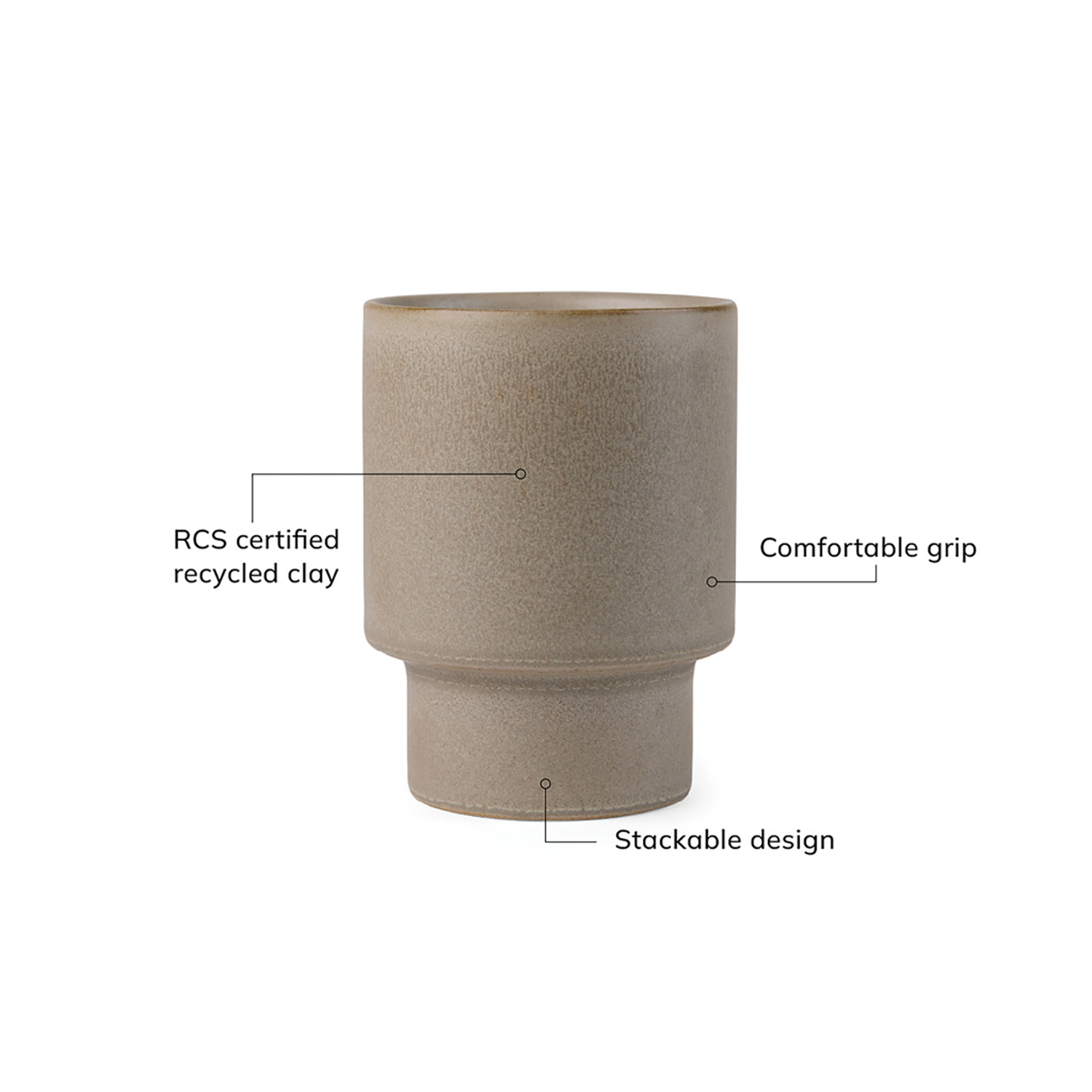 Стакан VINGA Nagano pure из керамики RCS, 300 мл-5