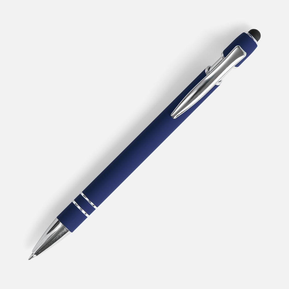 Ручка шариковая Pointer Soft Touch со стилусом, темно-синяя-2