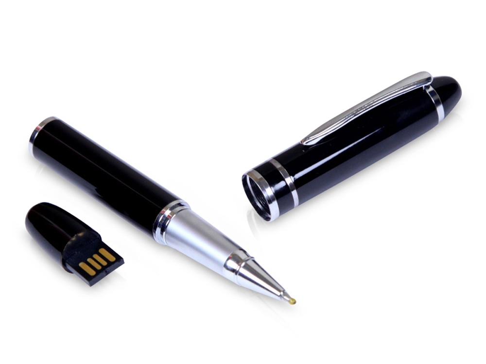 USB-флешка на 16 Гб в виде ручки с мини чипом, черный-0