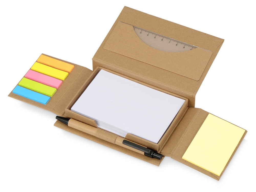 Канцелярский набор для записей Stick box, натуральный-0