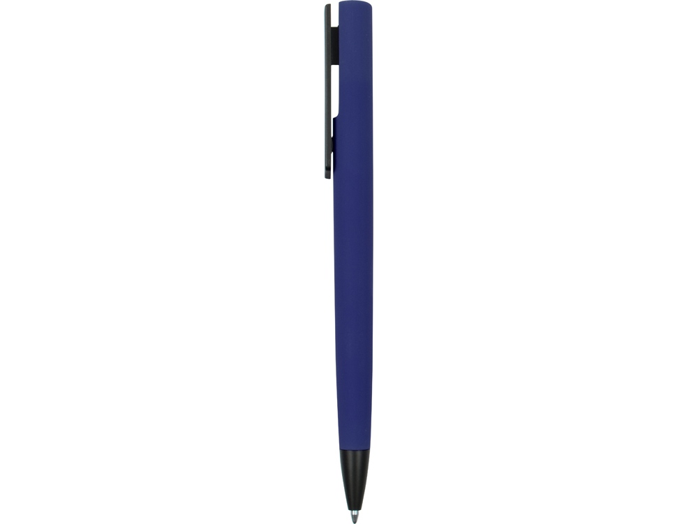 Ручка пластиковая soft-touch шариковая Taper, темно-синий/черный-2