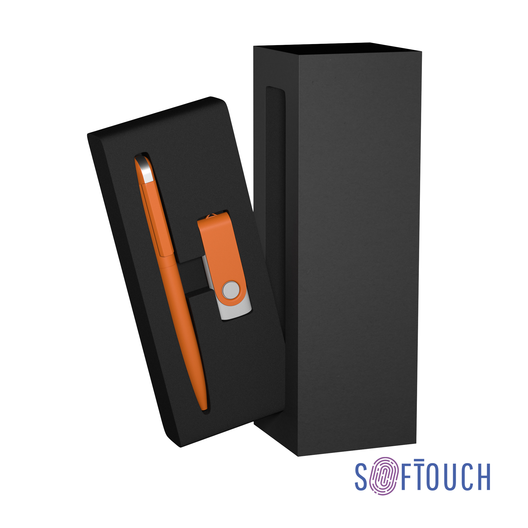 Набор ручка + флеш-карта 16 Гб в футляре, покрытие soft touch-0