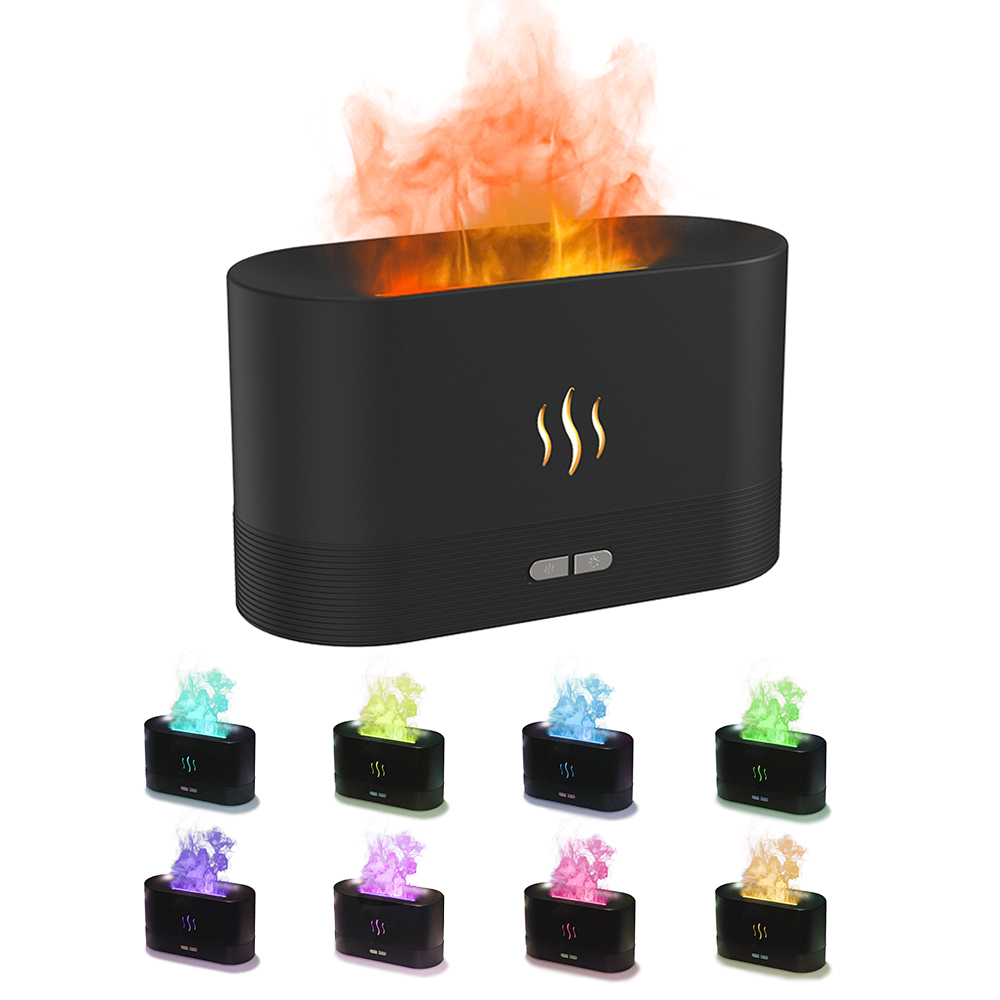 Светодиодный USB увлажнитель-ароматизатор Flame RGB, Черный-0