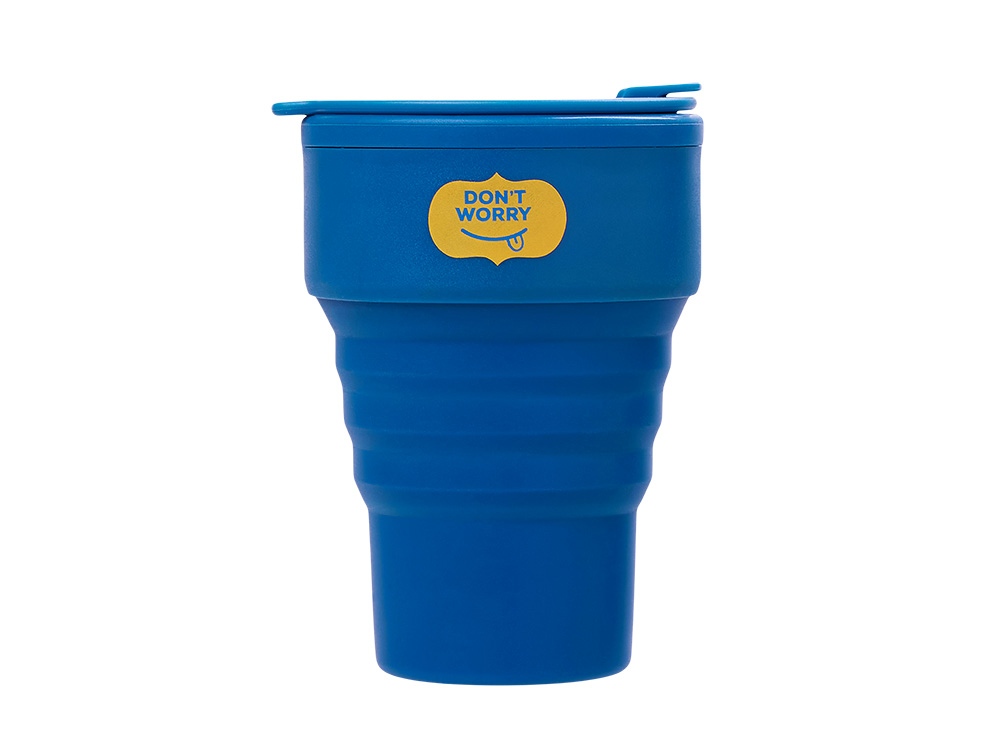 Силиконовый складной стакан GoCup, синий индиго, тампопечать-0