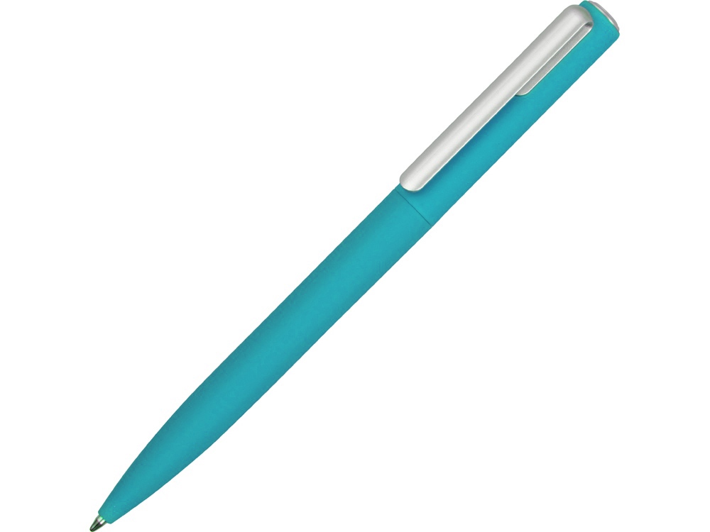 Ручка шариковая пластиковая Bon с покрытием soft touch, бирюзовый-0
