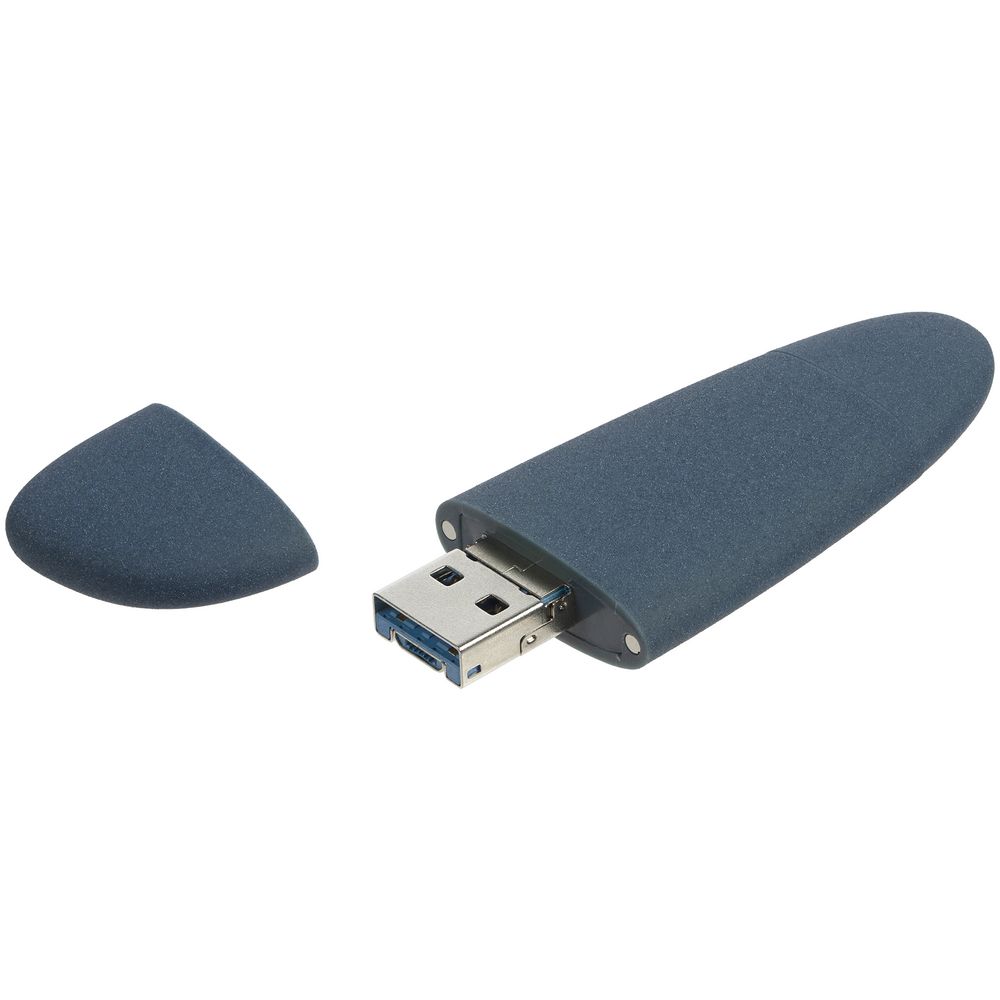 Флешка Pebble Universal, USB 3.0, серо-синяя, 32 Гб-3