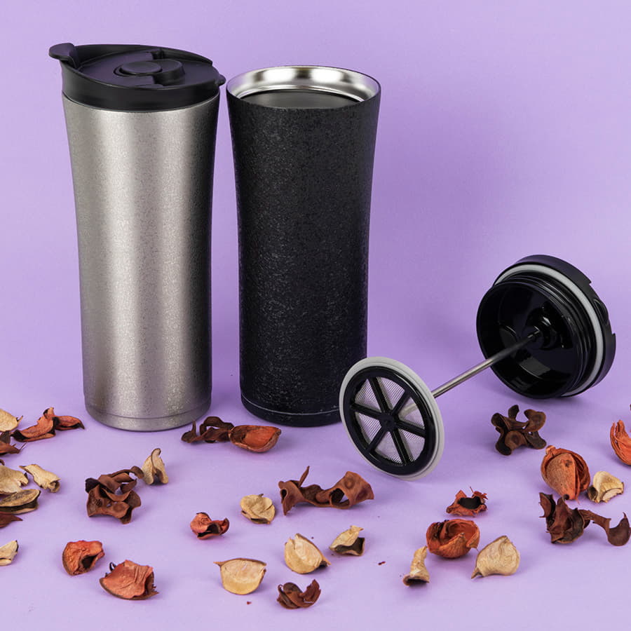 Термокружка вакуумная с ситечком BREW, серебристый-5