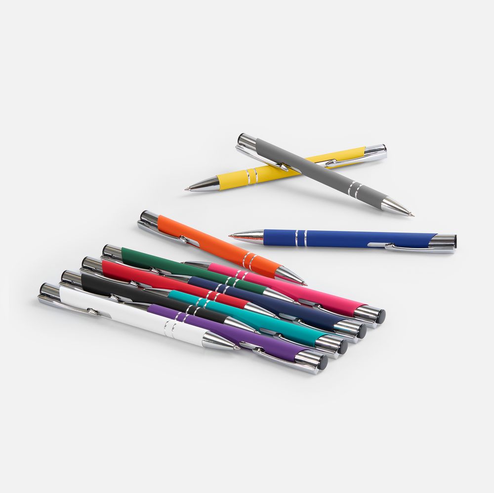 Ручка шариковая Keskus Soft Touch, ярко-синяя-3
