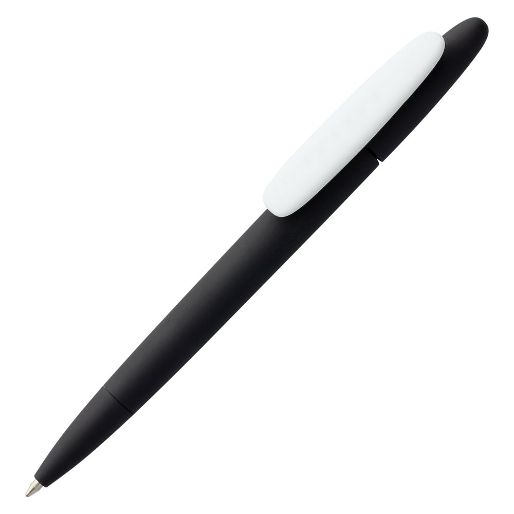Ручка шариковая Prodir DS5 TRR-P Soft Touch, черная с белым-1
