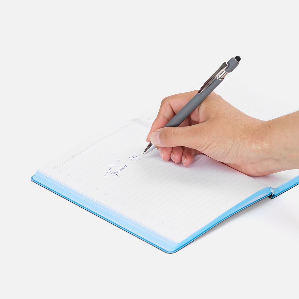 Ручка шариковая Pointer Soft Touch со стилусом, серая-2