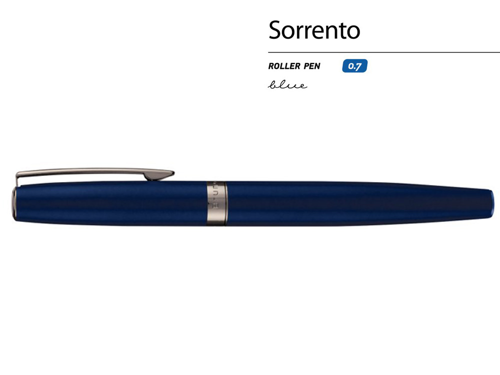 Ручка металлическая роллер  Sorrento, синий матовый-1