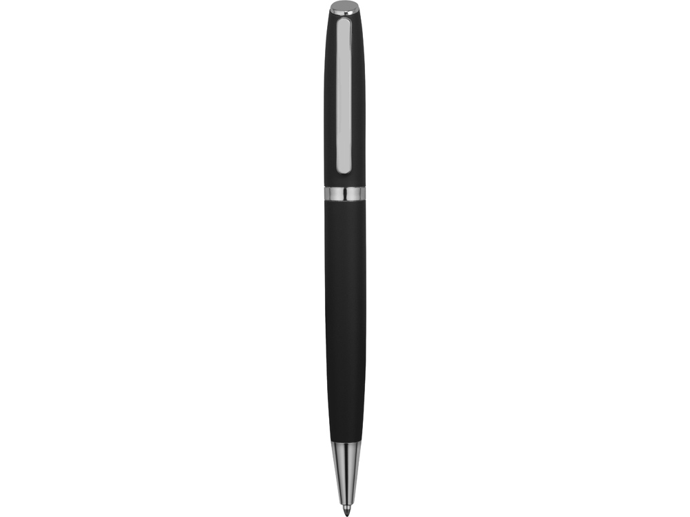 Ручка металлическая шариковая Flow soft-touch, черный/серебристый-1