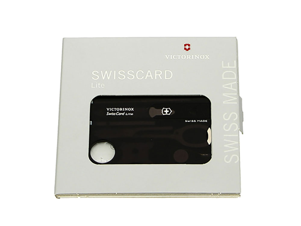 Швейцарская карточка VICTORINOX SwissCard Lite, 13 функций, полупрозрачная чёрная-1