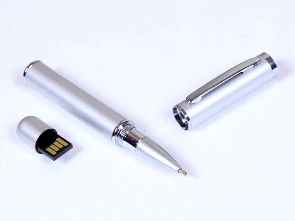 USB-флешка на 16 Гб в виде ручки с мини чипом, серебро-0
