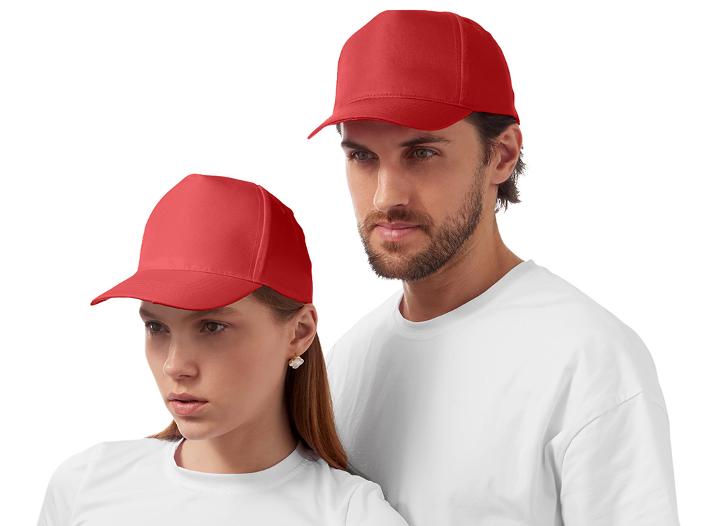 Бейсболка Poly 5-ти панельная 120 гр, красный-1