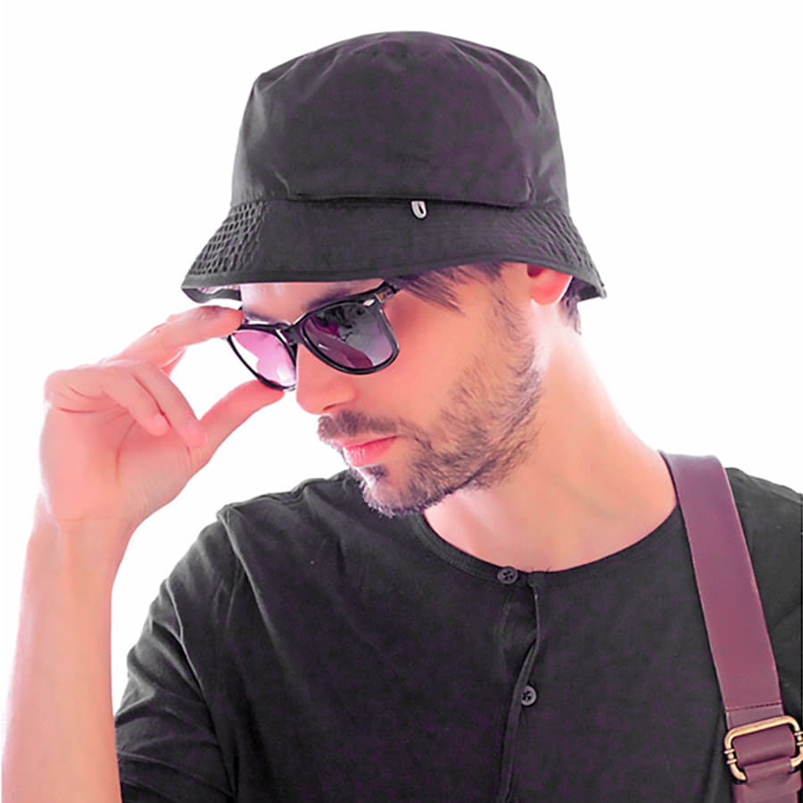 Панама BUCKET POCKET, темно-синий, серый-3