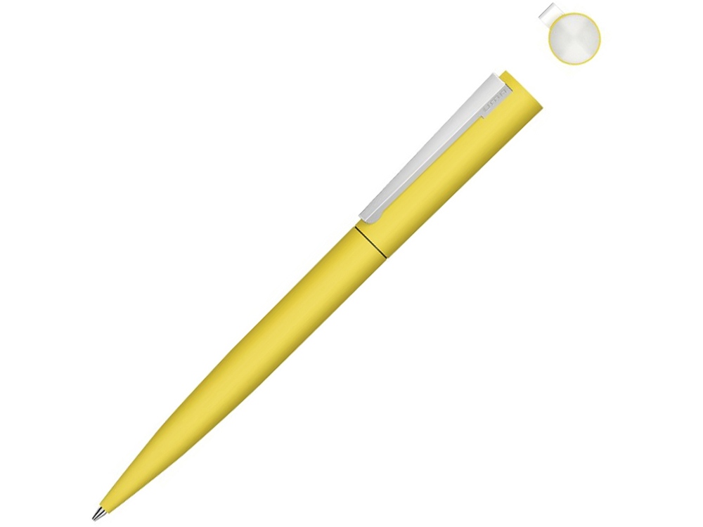 Металлическая шариковая ручка soft touch Brush gum, желтый-0