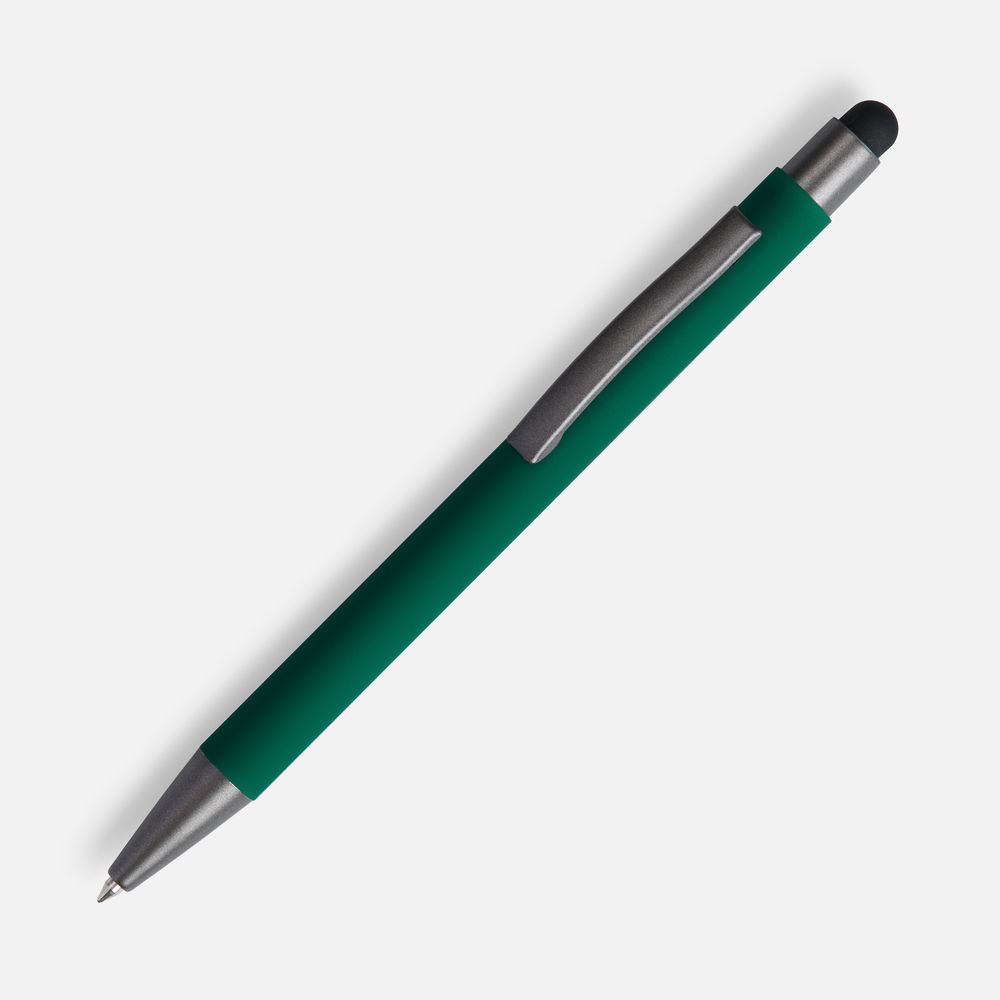 Ручка шариковая Atento Soft Touch со стилусом, зеленая-1