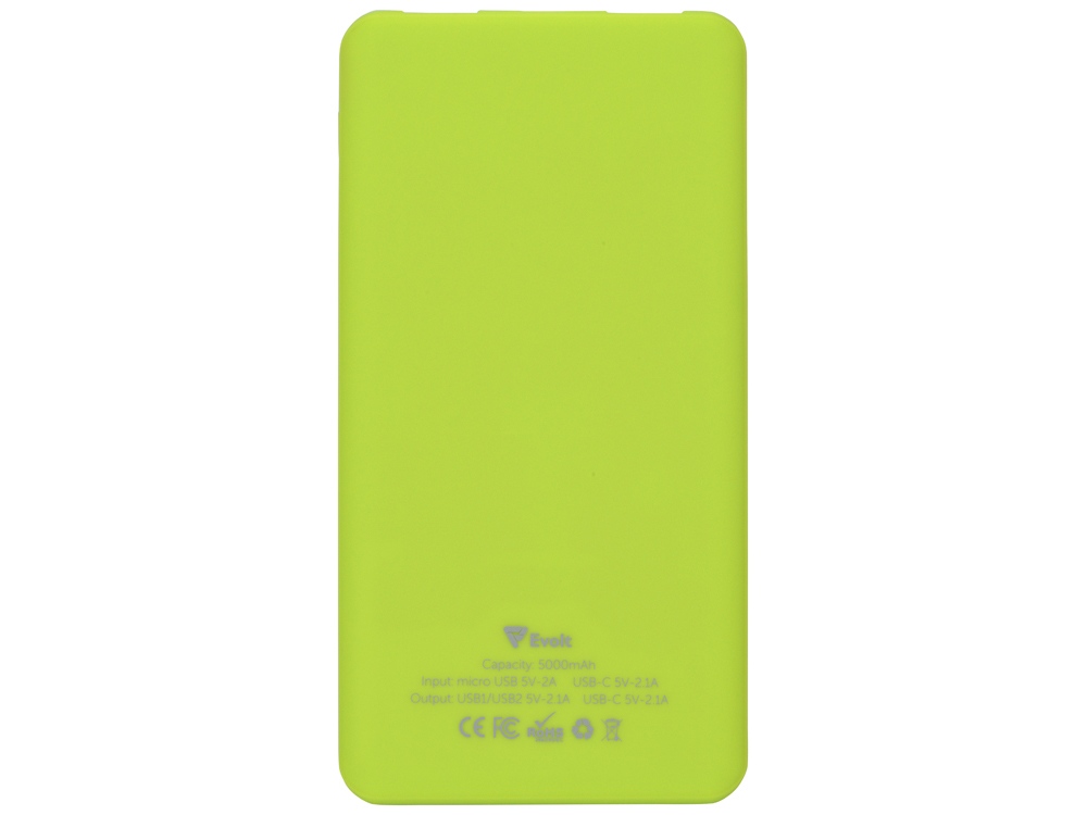 Портативное зарядное устройство Reserve с USB Type-C, 5000 mAh, зеленое яблоко-2