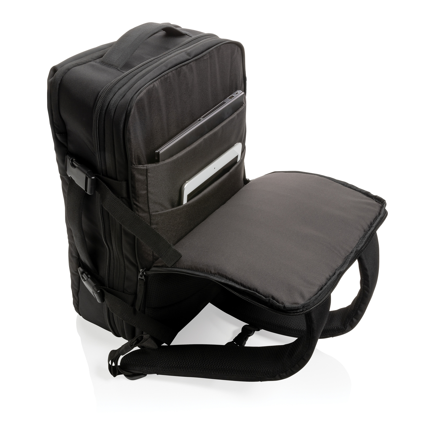 Рюкзак для путешествий Swiss Peak из rPET AWARE™ с регулируемым объемом, 15.6"-1